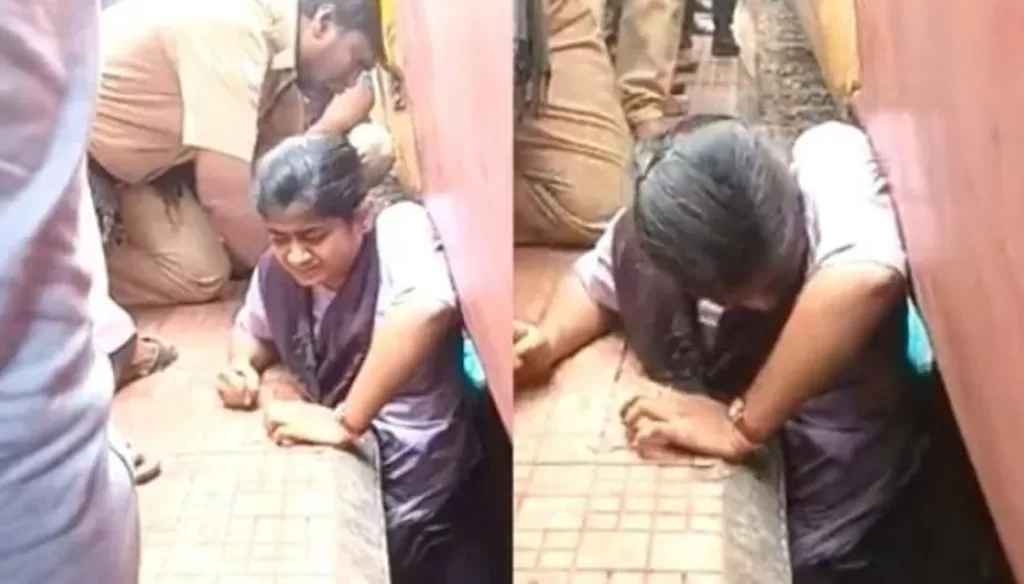 Student stuck between platform and train at Duvvada Railway Station